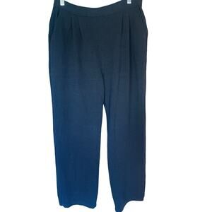 ST JOHN Collection Santana Knit Pants Wide Leg Sz 10 Wool Blend Pull On Trouser
